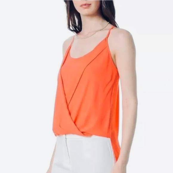 BCBG MAXAZRIA Sayge faux wrap tank top, mandarin - Picture 2 of 7